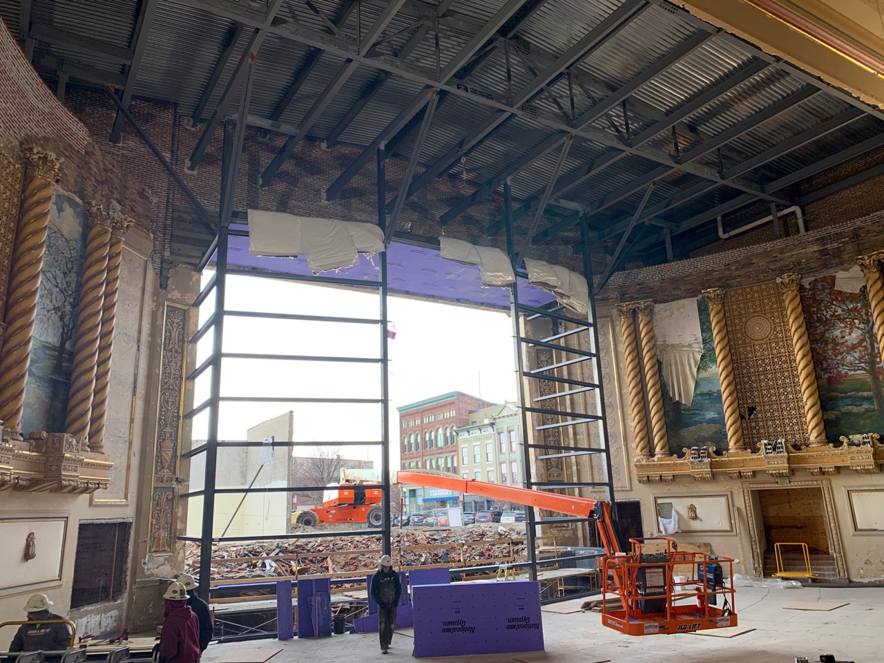 Theater stage area under construction